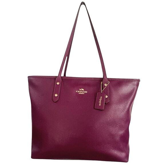 COACH CITY ZIP TOTE CROSSGRAIN LEATHER FUCHSIA PRE-OWNED VERY GOOD CONDITION - Picture 1 of 11